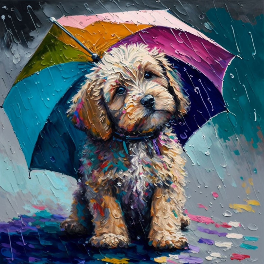 Rainy Day Cockapoo Canvas Wall Art - Image 3